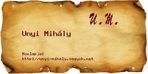 Unyi Mihály névjegykártya