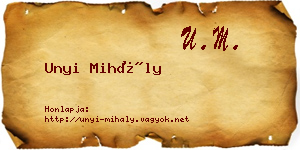 Unyi Mihály névjegykártya